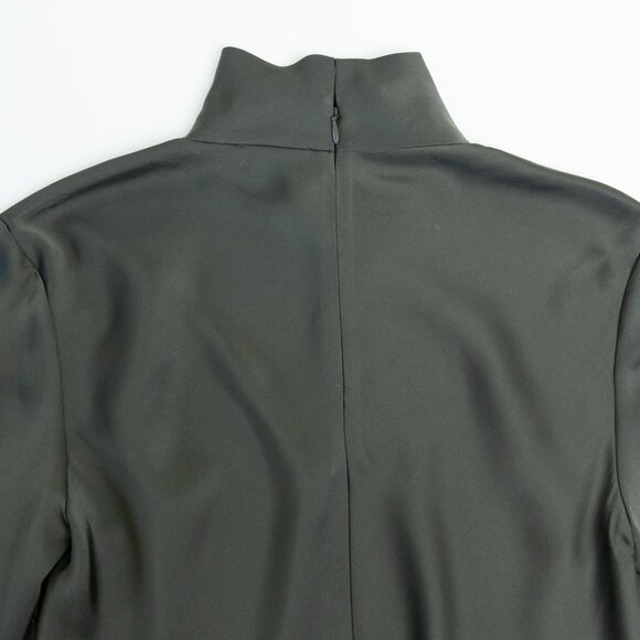 Aritzia Babaton Calisto Satin Blouse Turtleneck Long Sleeve Gray Green - Picture 8 of 10